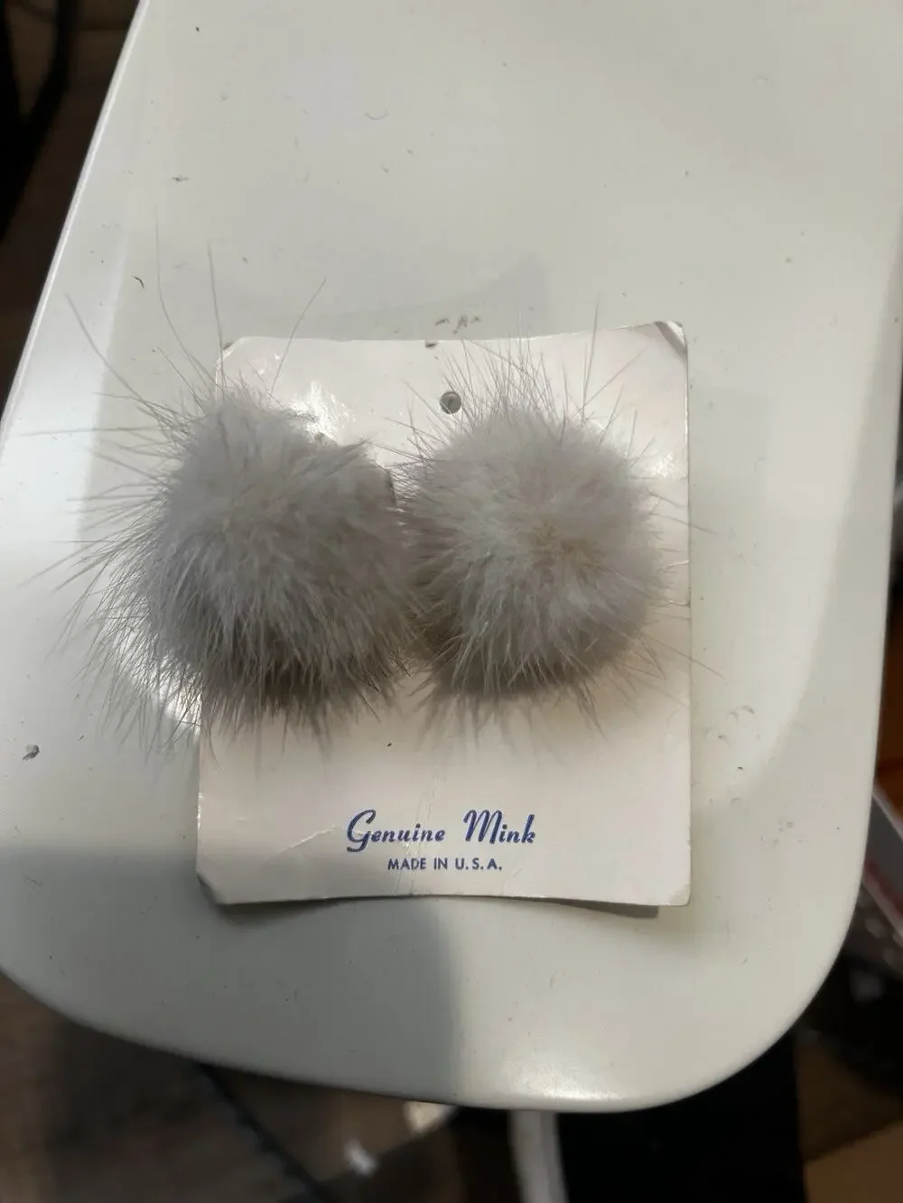 Vintage 1950's Genuine Mink Fur Cufflinks Set Of 2